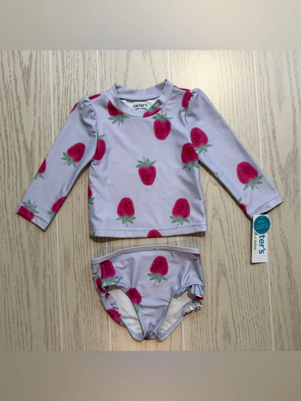 Carter’s Baby Girl‎ 12M Strawberry Swim Set Rash Guard 2PC NWT